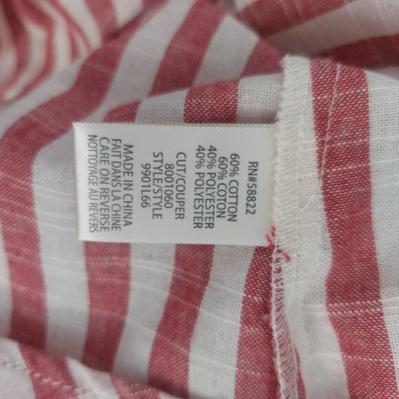 Max Studio Striped Midi Day Dress Small Red Cream Cottagecore V Neck Sash Tie - Picture 8 of 11